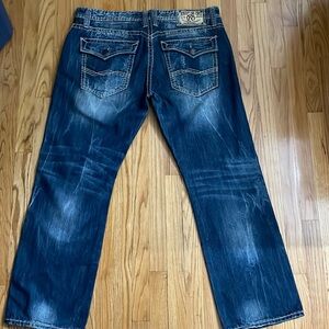 RIVET DE CRU MEN'S DISTRESSED RELAXED LEG "MAE" JEANS 40/34‎ B3